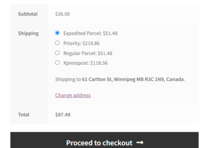 Canada Post Live Rates Woocommerce Shipping Methods Cart