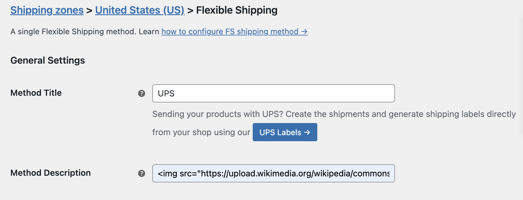 UPS Shipping method with Icon