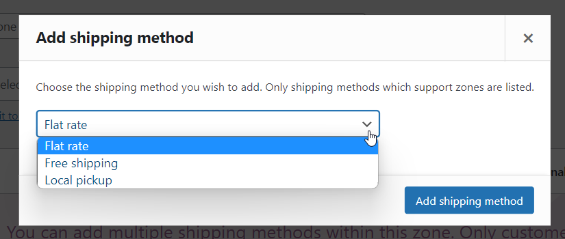 default three shipping options