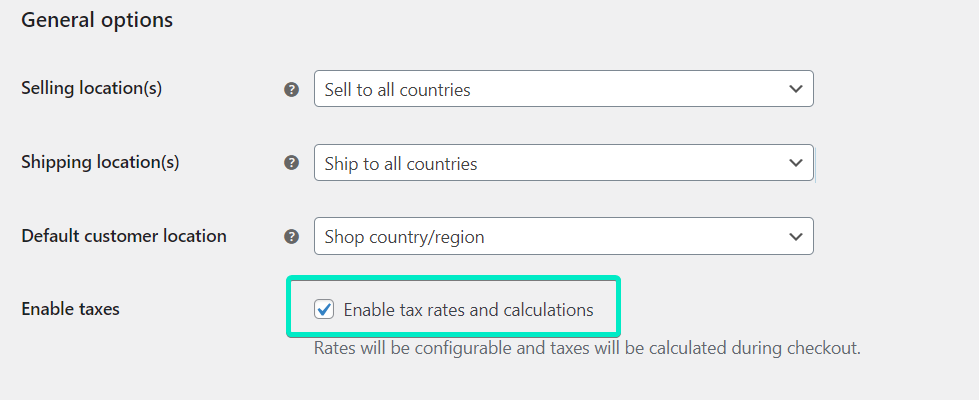 Enable tax rates and calculations