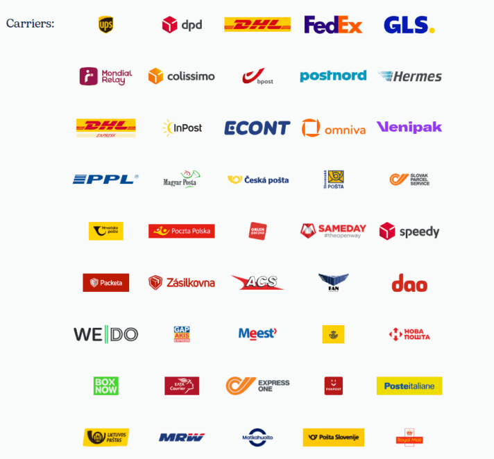 Octolize Shopify Pickup Points PRO carriers