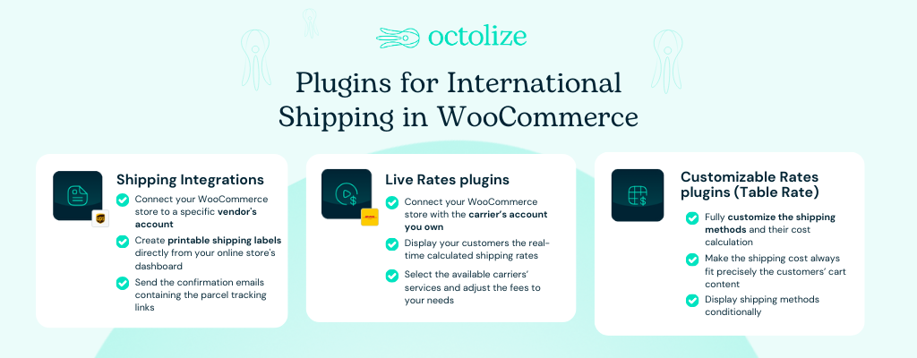 types of plugins for international shipping in woocommerce infographic