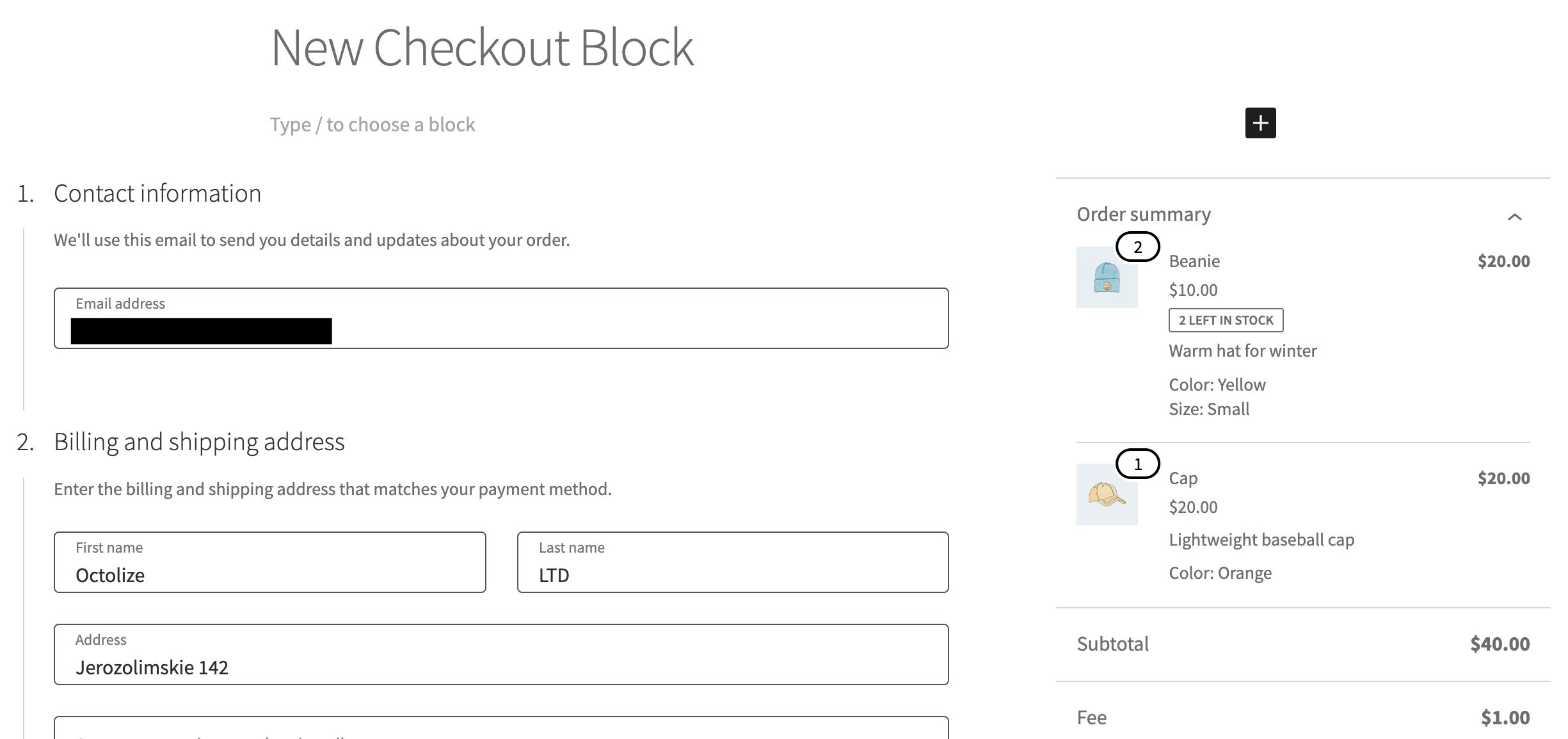 woocommerce added checkout block to a page