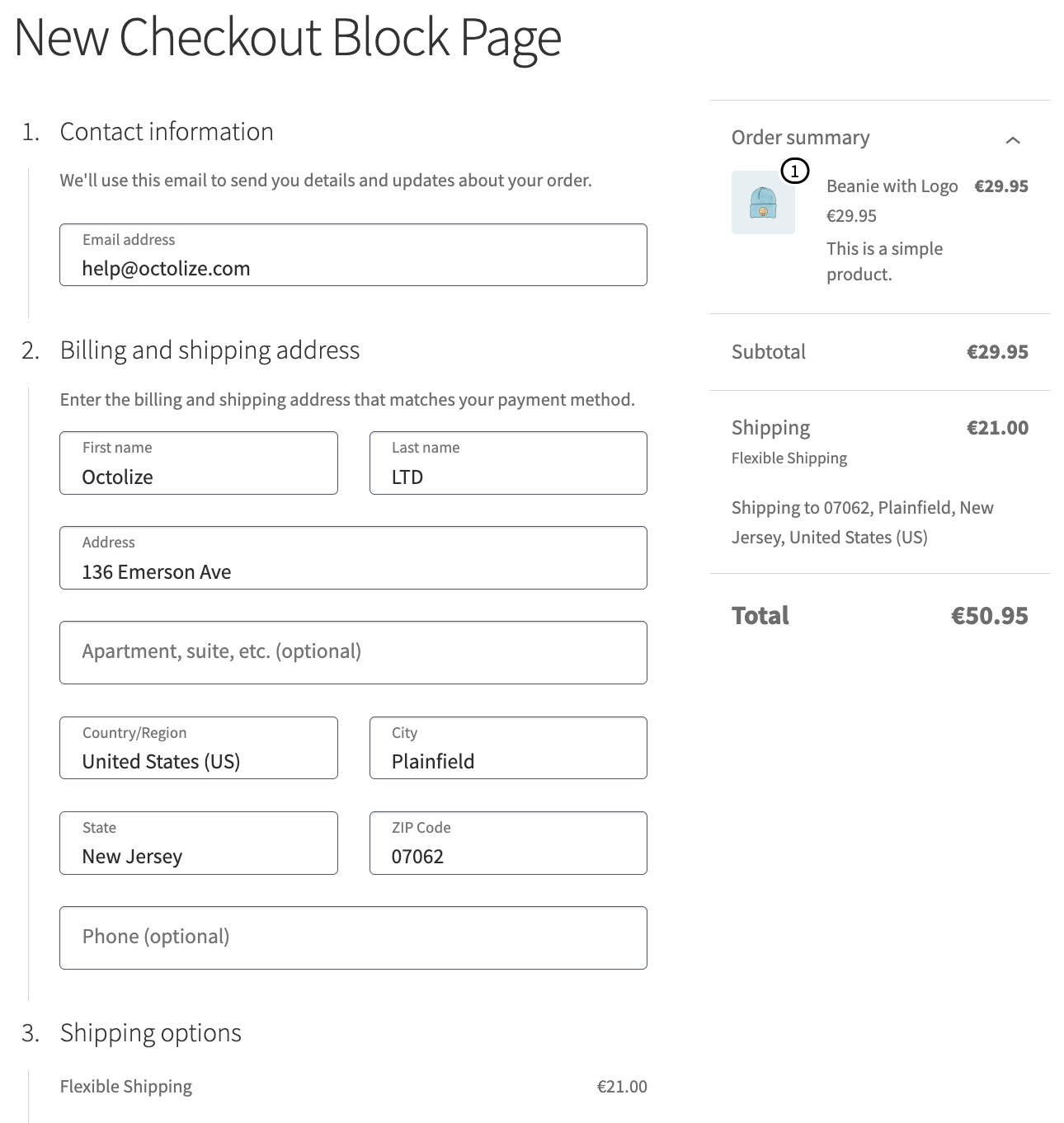 woocommerce checkout block octolize flexible shipping test order