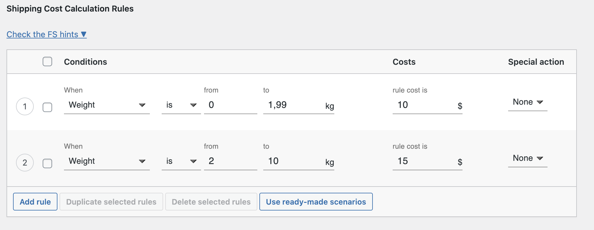 WooCommerce table rate shipping