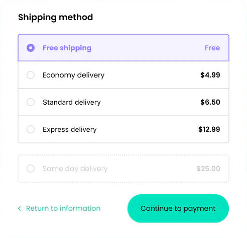 Shopify Hide & Sort Shipping Rates