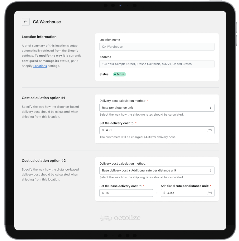 Shopify Distance Based Shipping Rates - support multiple locations