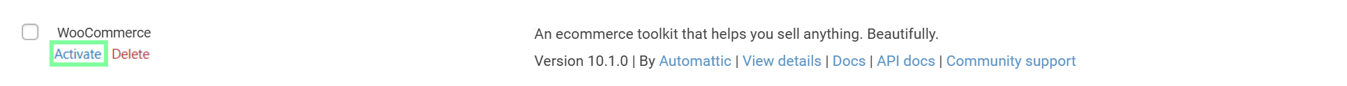 Activate WooCommerce Plugin