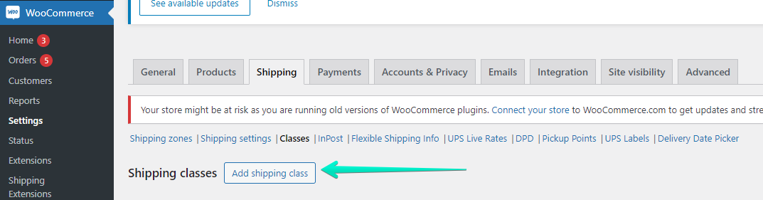 Add shipping class