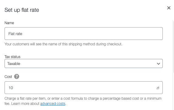 Set up flat rate