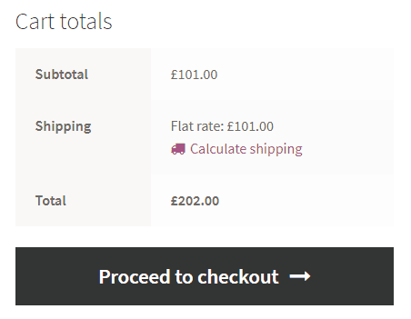 shipping cost same as cart subtotal value