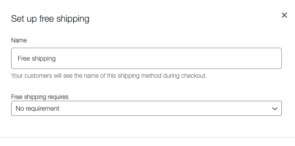 Set up free shipping method