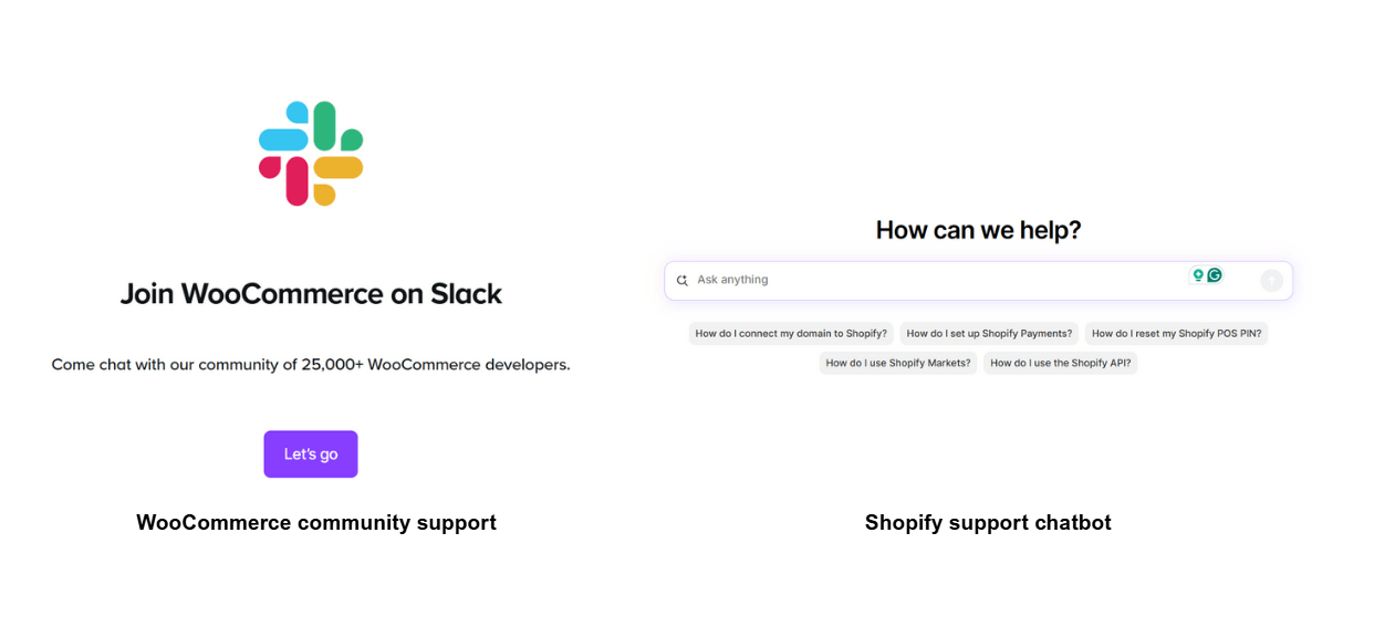 WooCommerce vs Shopify Support
