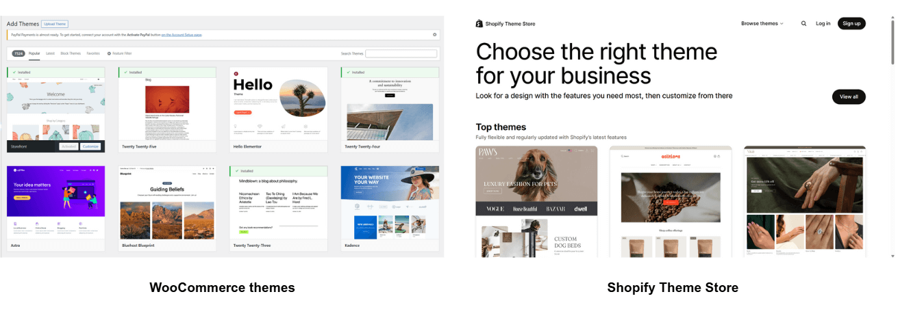 WooCommerce vs Shopify Themes