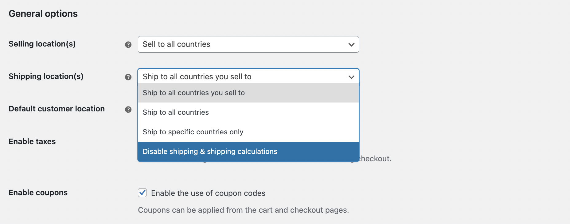 disable WooCommerce shipping