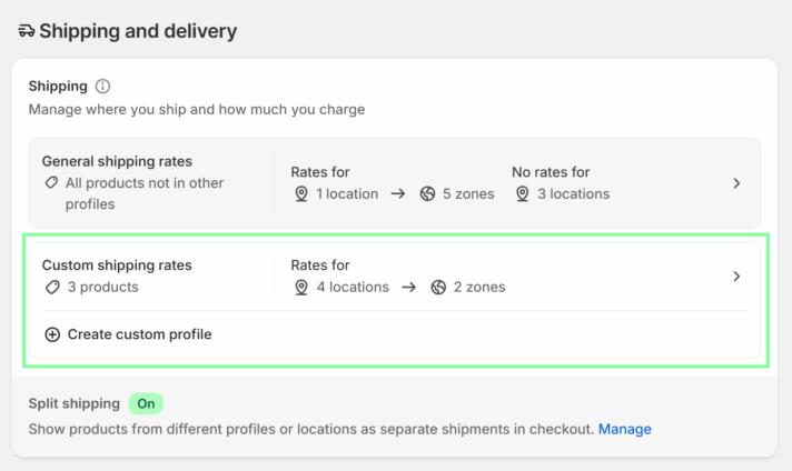 Shopify set up custom shipping rates