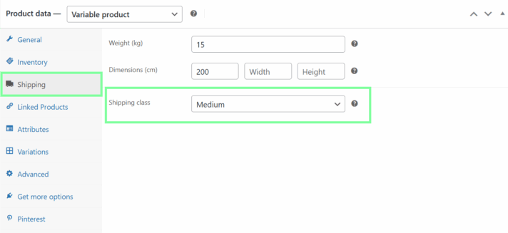 WooCommerce Assign Shipping Class to Product