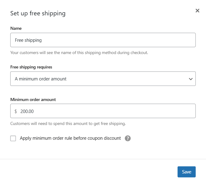 WooCommerce Free Shipping Setup