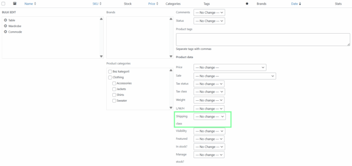 WooCommerce Assign Shipping Class to Products in Bulk
