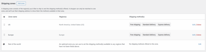 WooCommerce Shipping Zones