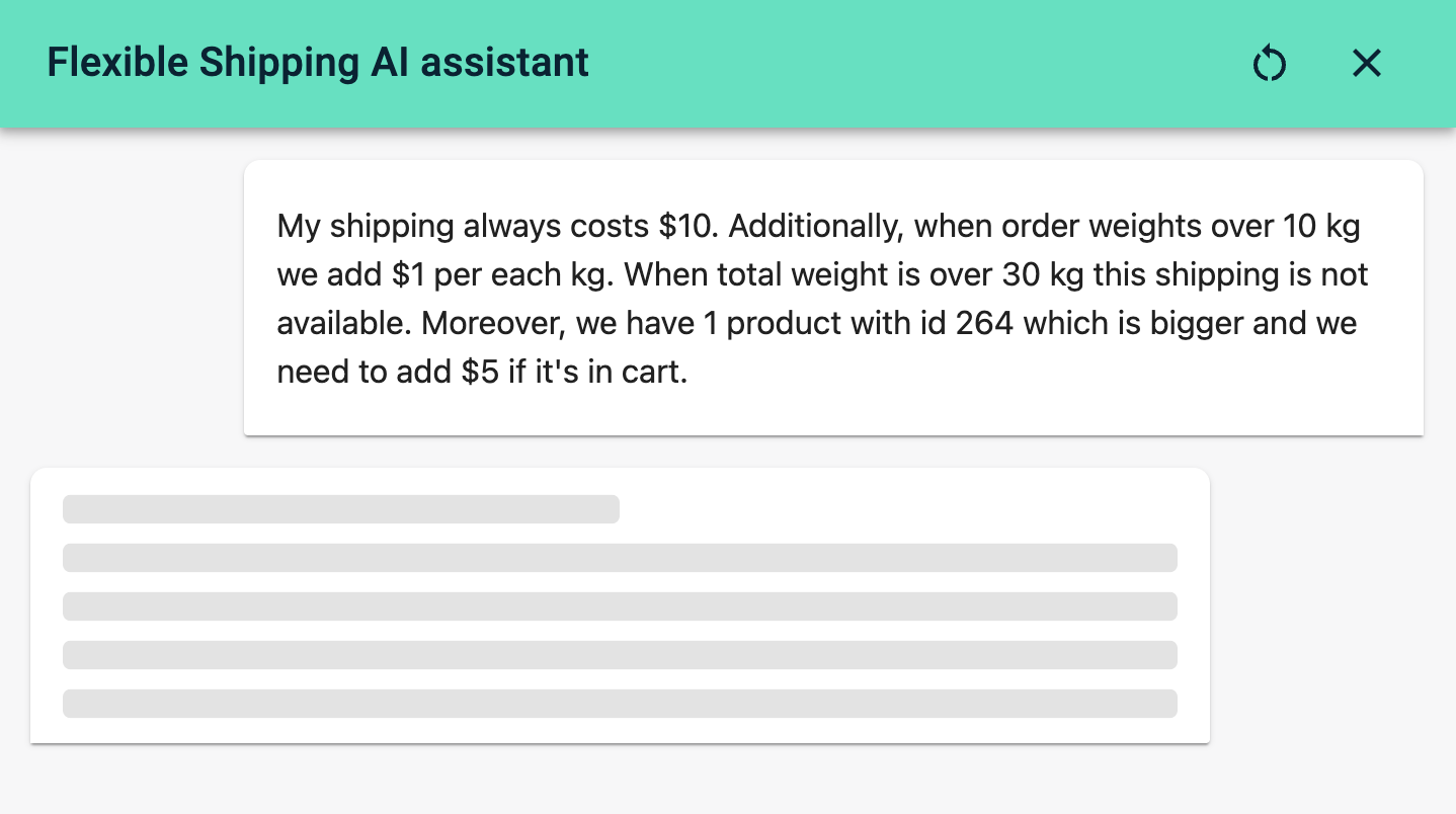 screen 2 - new shipping scenario configuration with ai assistant in fs pro