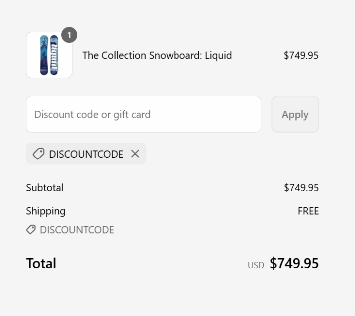 Shopify shipping discount code checkout
