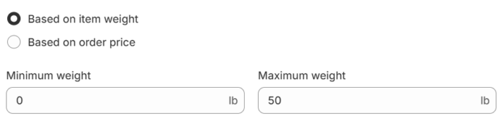 Shopify weight-based conditional pricing