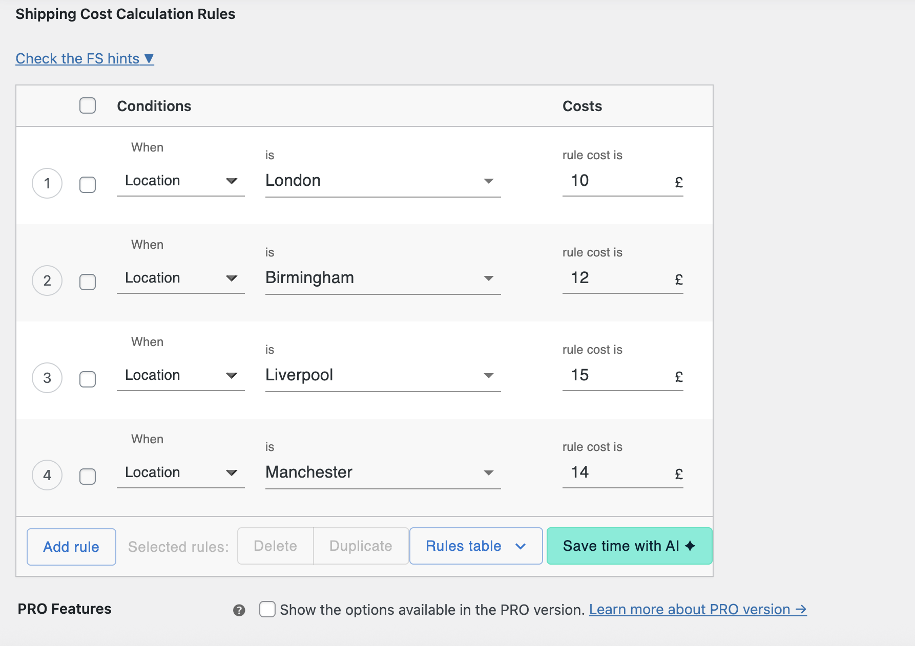 WooCommerce Shipping rate by city configuration