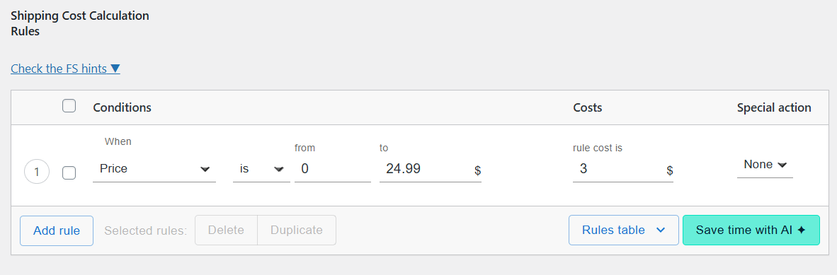 Flexible Shipping cart total based rules