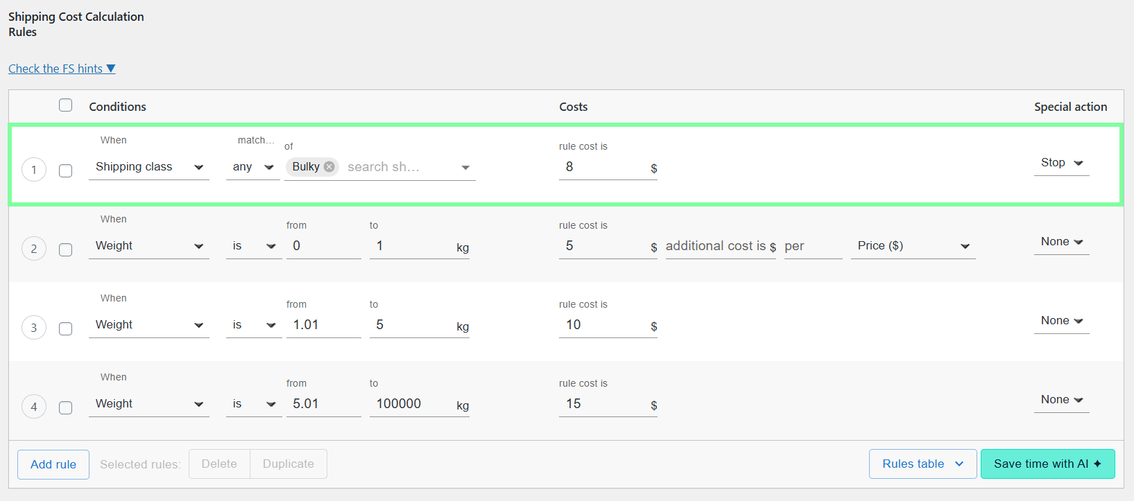 Flexible Shipping mix rules