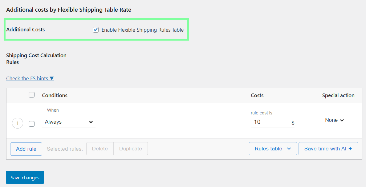 Live Rates plugin enable additional costs