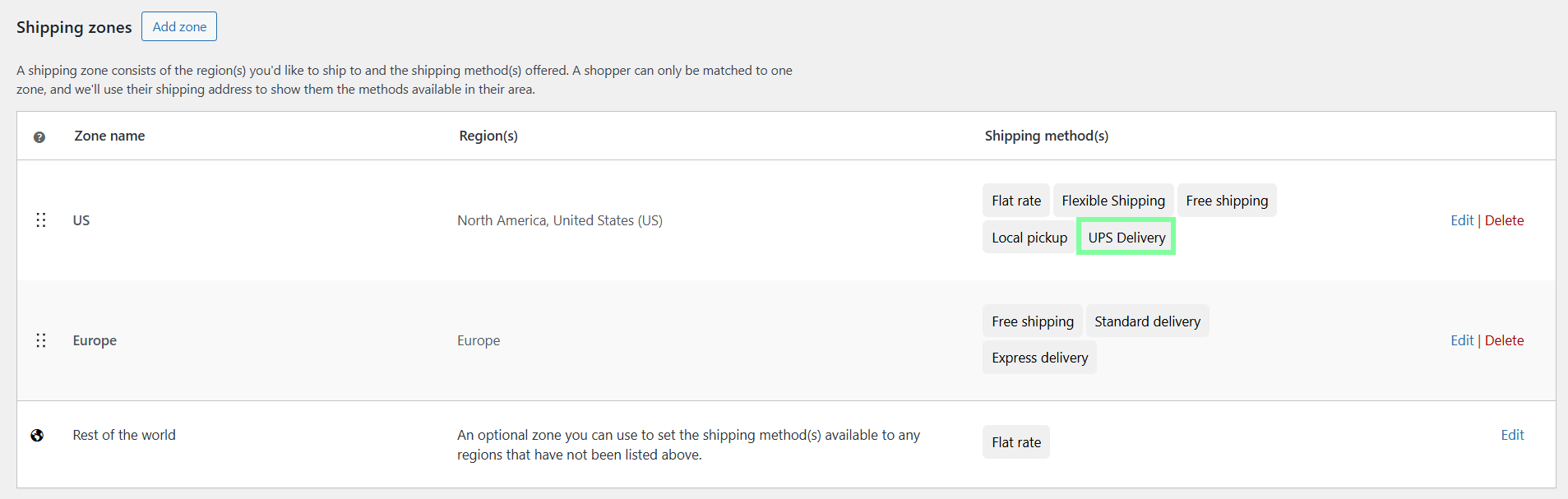 shipping zones live rates