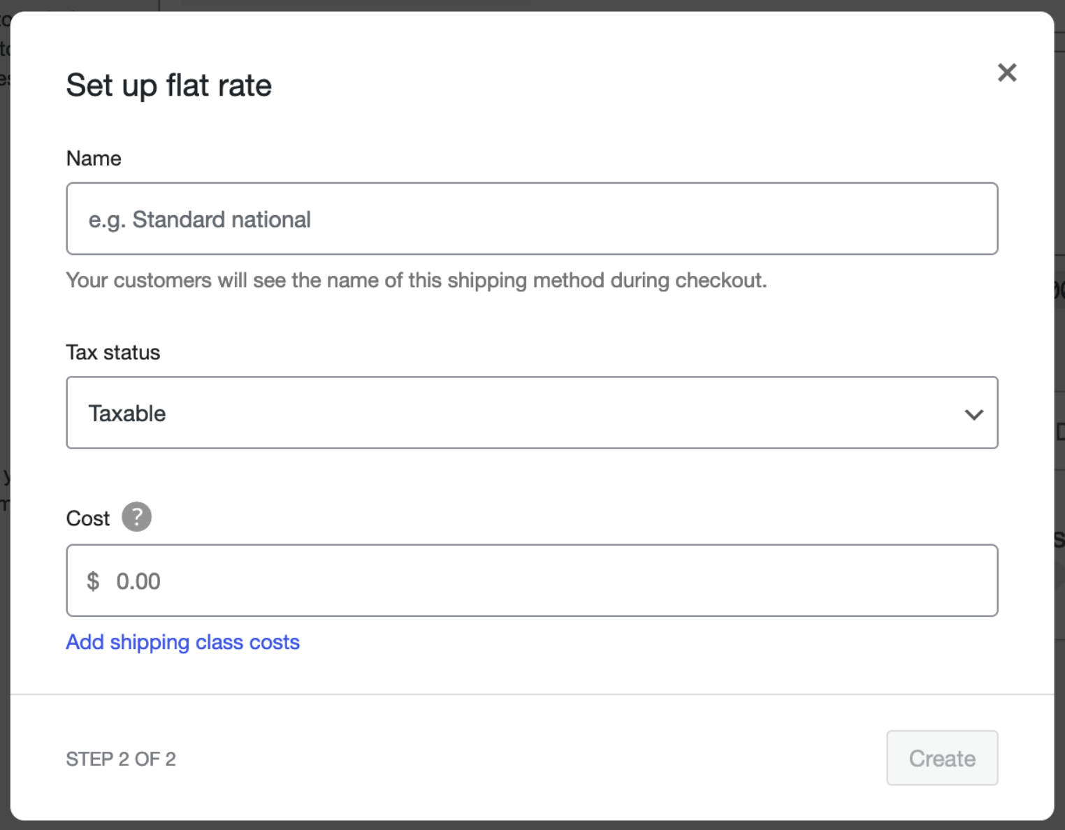 WooCommerce flat rate shipping method configuration