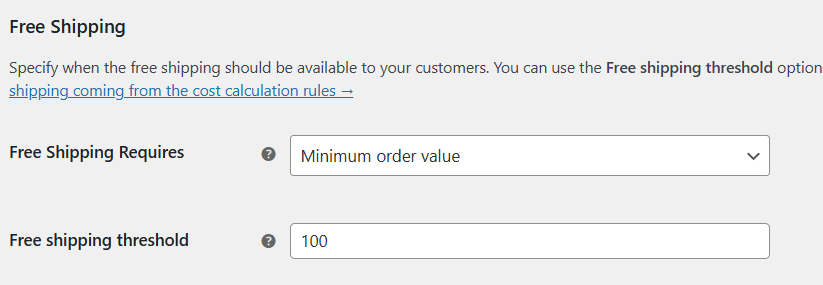 WooCommerce free shipping setup