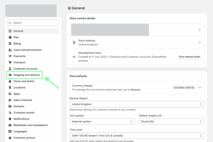 Shopify shipping and delivery settings (2)