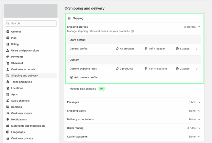 Shopify shipping and delivery settings (3)
