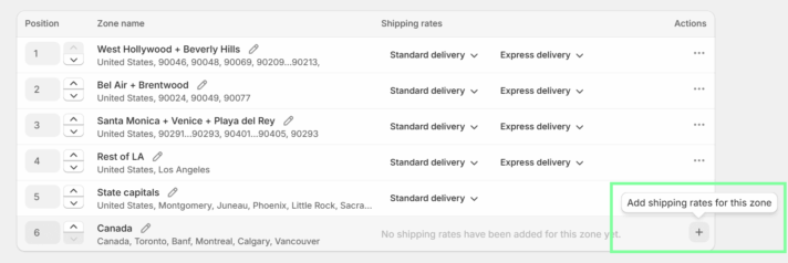 Shopify Shipping Rates Rules & Zones add shipping rates to zone