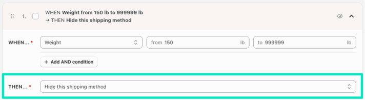 Shopify Shipping Rates Rules & Zones hide a method conditionally
