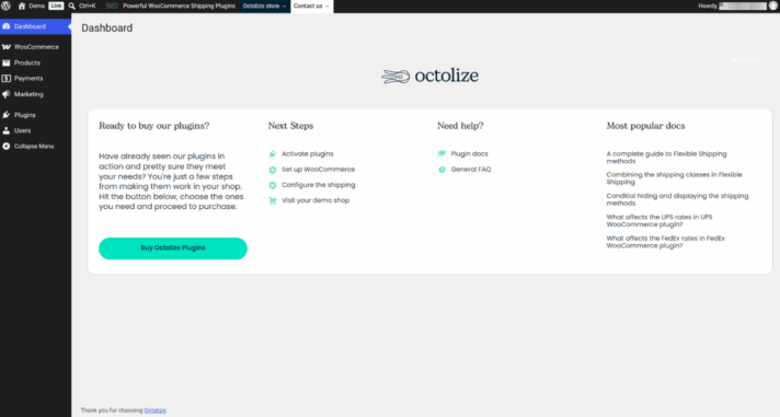 Octolize demo dashboard