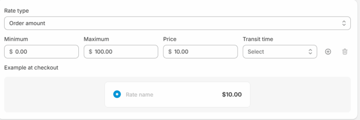 Shopify add shipping rate based on order amount