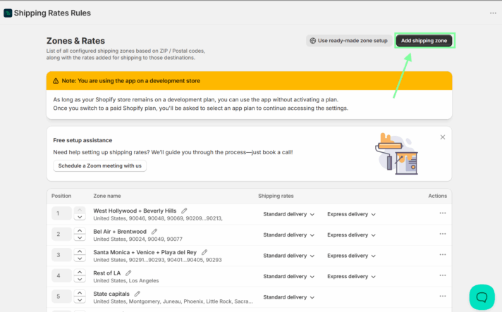 Shopify Shipping Rates Rules & Zones add shipping zone