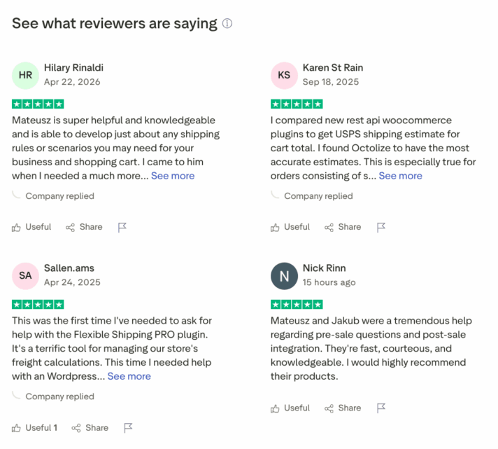 Octolize Truspilot reviews screenshot