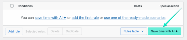 Save time with AI button