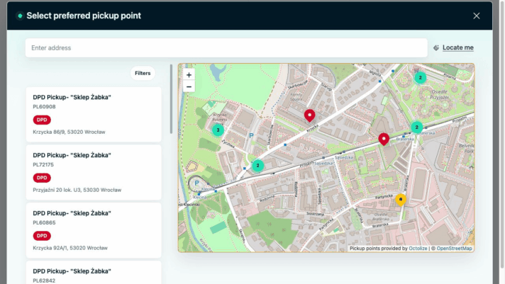 Pickup Points PRO for WooCommerce map