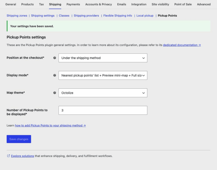Pickup Points PRO for WooCommerce map theme settings