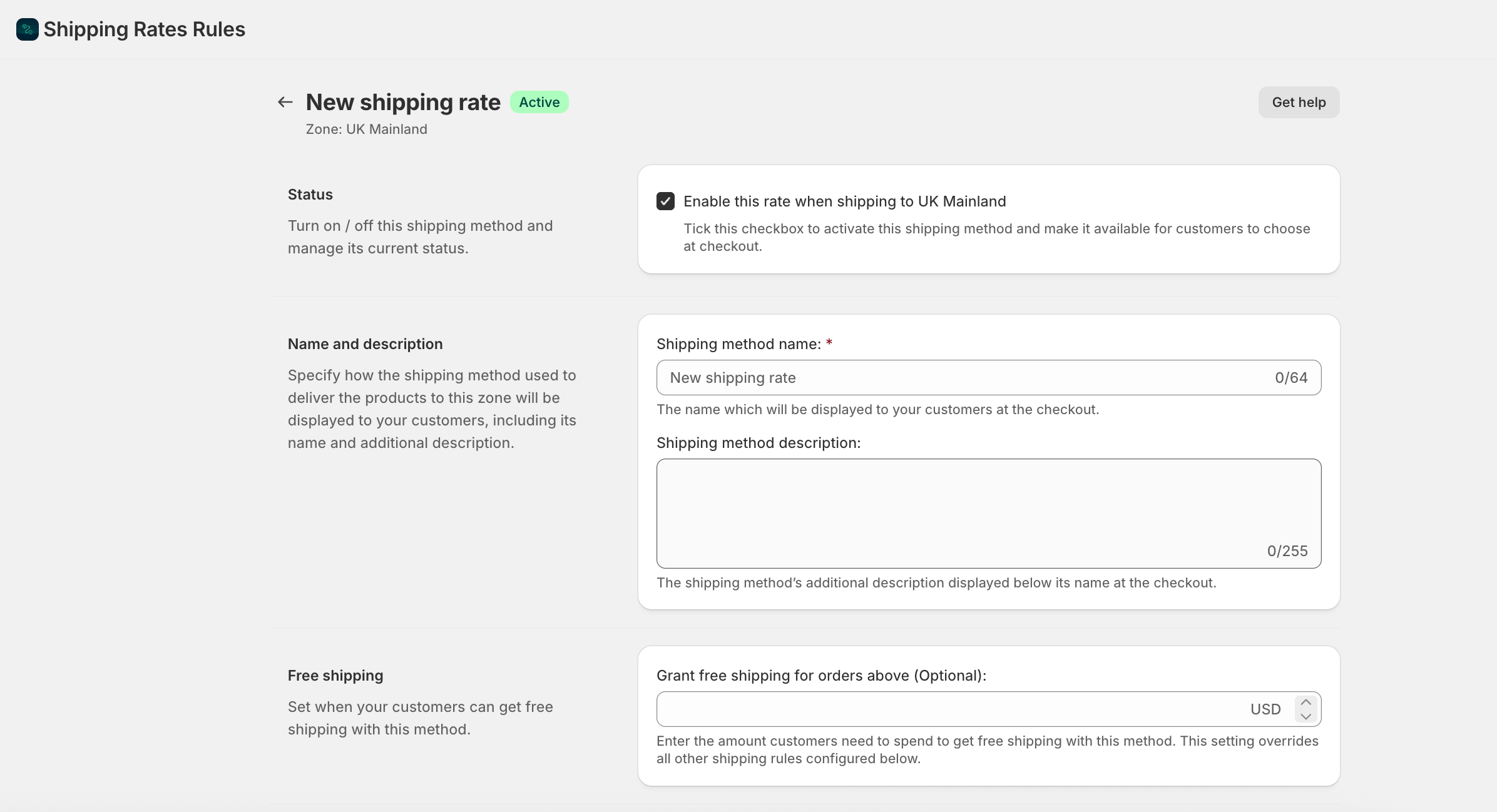 basic information about new shipping rate in shopify