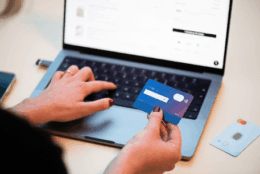 person paying online with a credit card