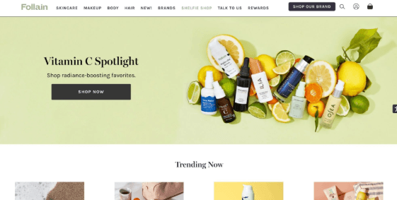 skincare brand homepage