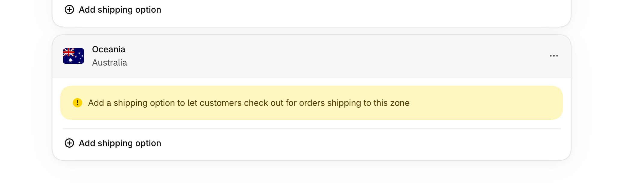 Shopify shipping zone with no shipping rates