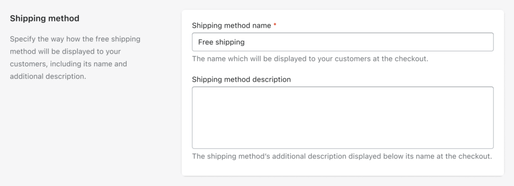 Octolize Free Shipping Goals Shopify app's Shipping method settings section
